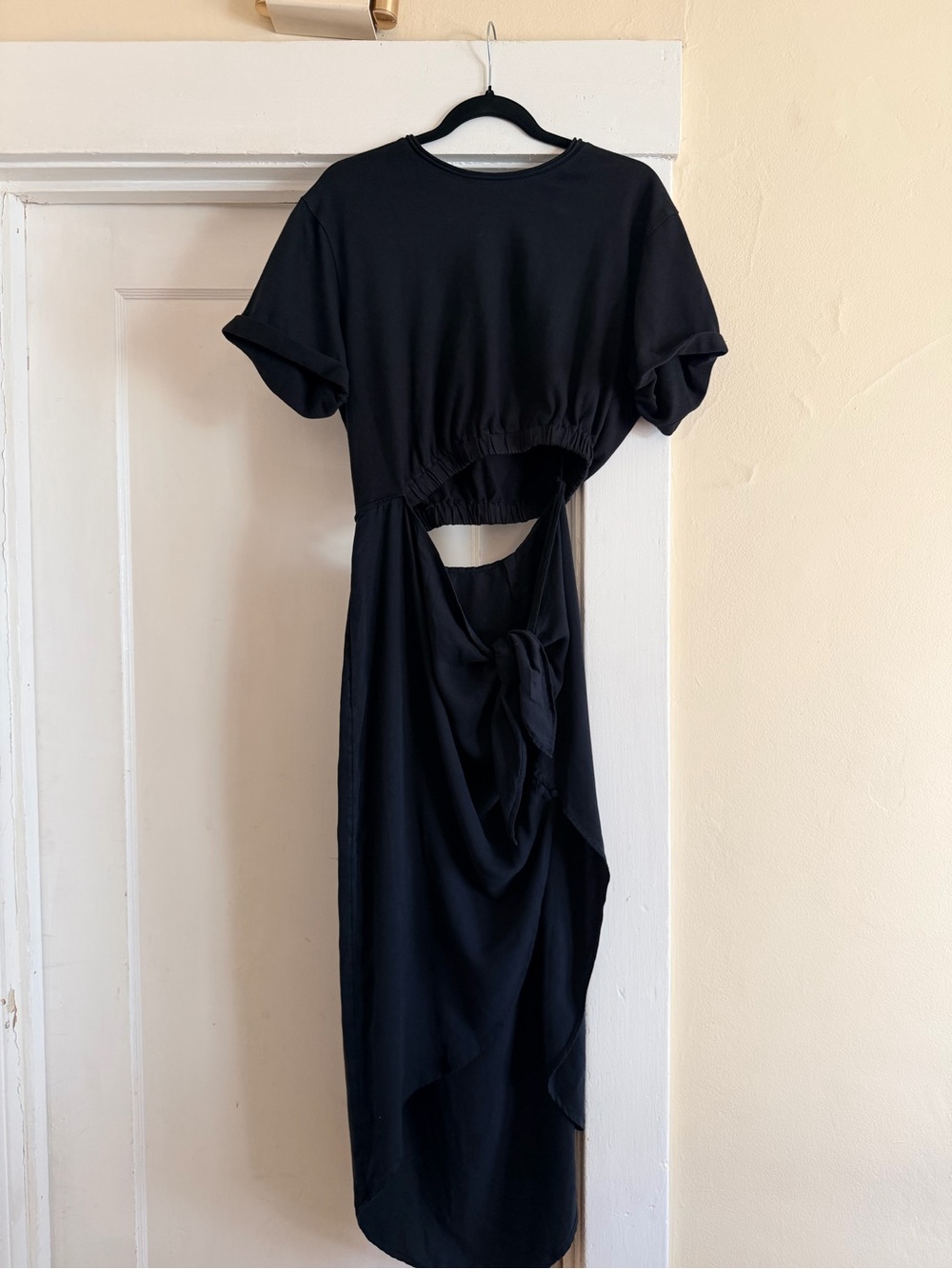 Free People Rae Black Cutout Asymmetrical Maxi Dress Size M